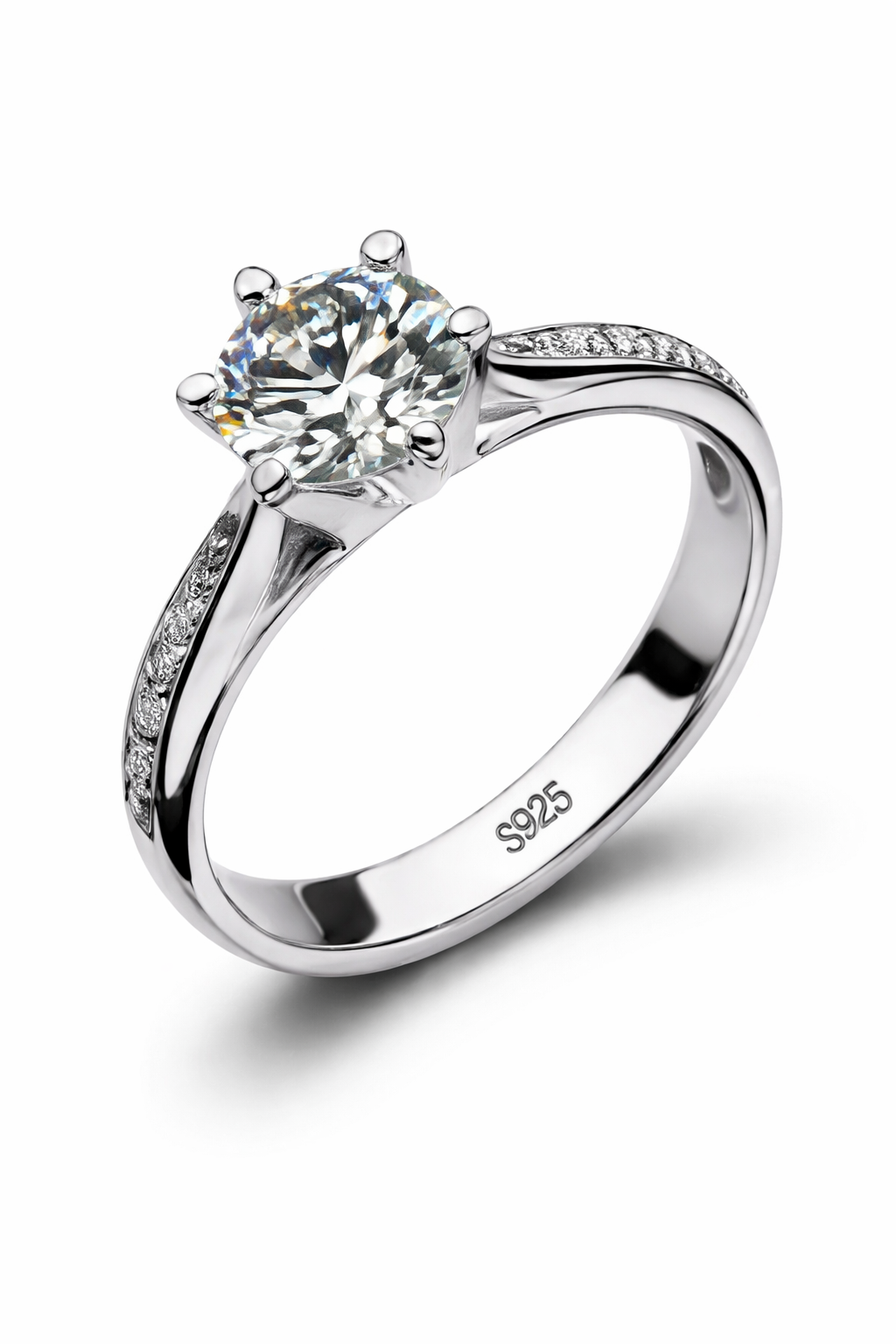 Anel Solitário Prata 925 com Pedra Pavê