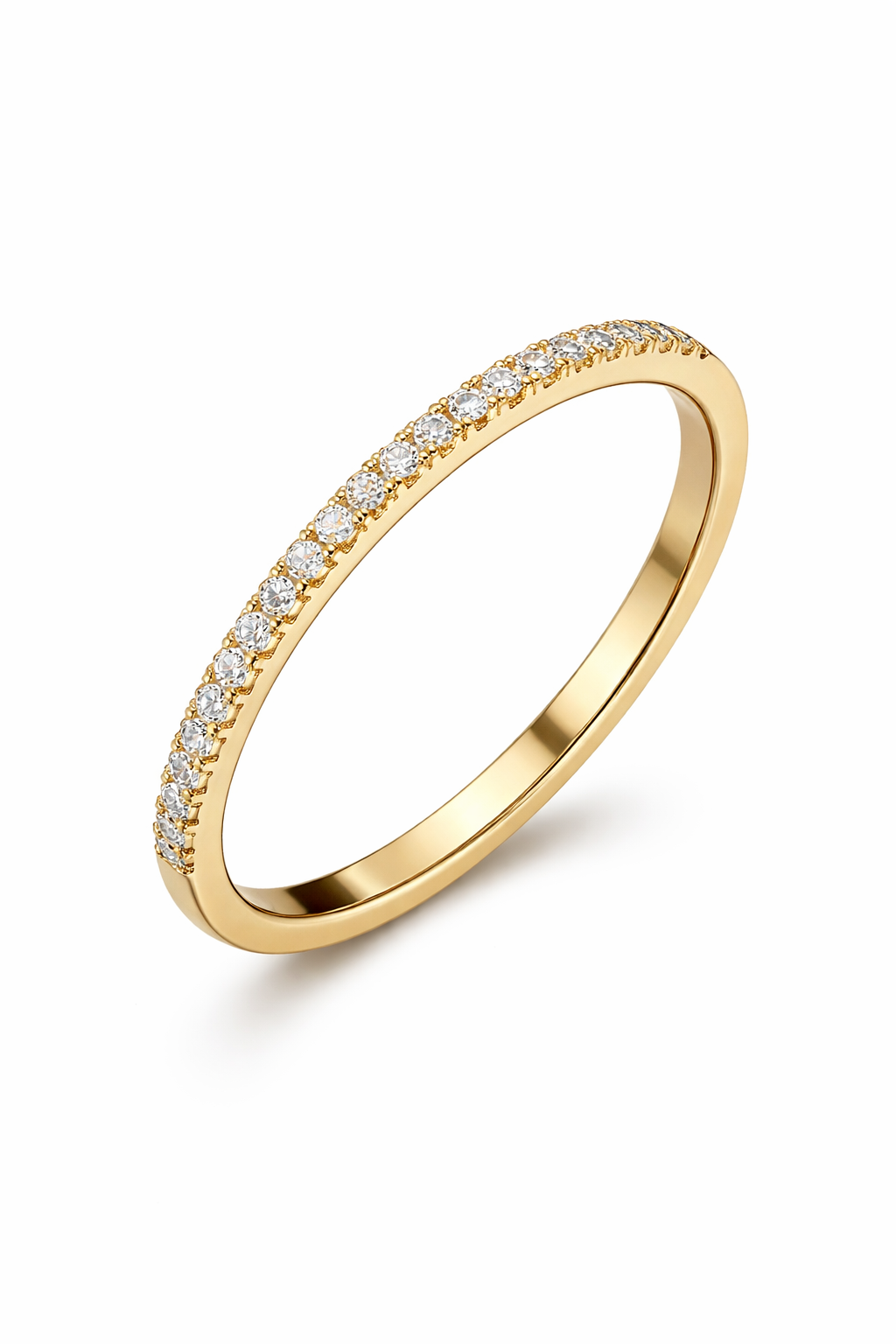 Anel Triângulo Dourado com Cristais